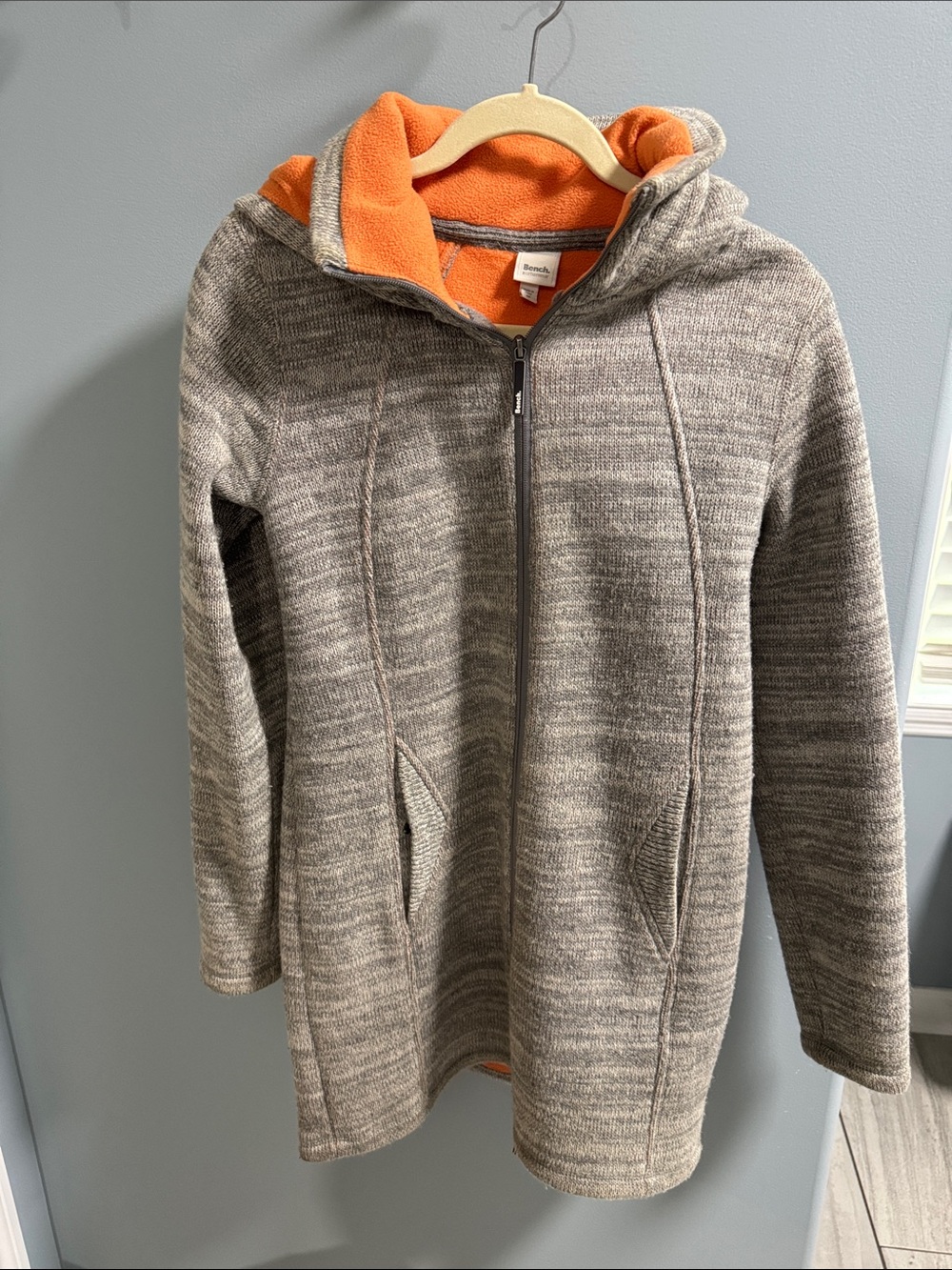 Bench Gray Hoodie with Orange Fleece Lining